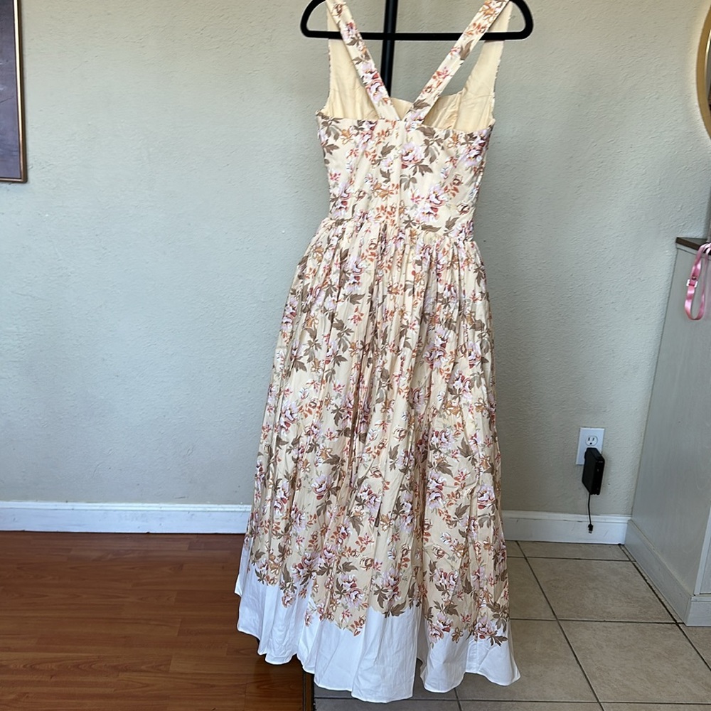 House of CB 'Alba' Honeyflower Priint Gathered Cotton Midi Dress NWOT size S - Picture 10 of 17